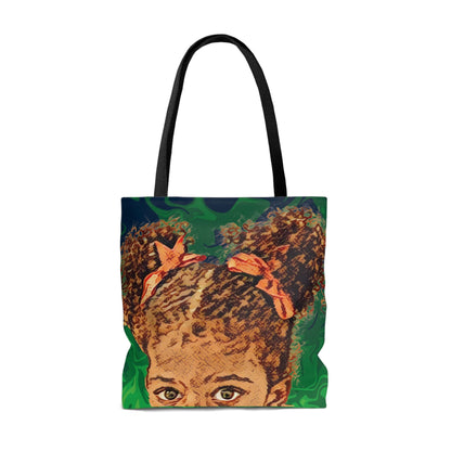 Black Girl Tote Bag, afro girl bag, Boho Beach Bag, Summer Tote Bag, 100% Polyester MT & Me All Over Printed Reusable Tote Bag for Gift